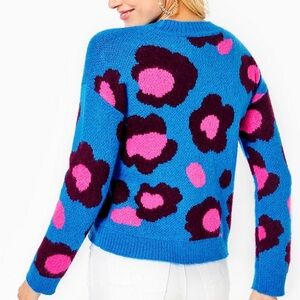 Lilly Pulitzer Ferrara Knit  Blue Pink Floral Sweater size S